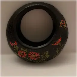 Black pottery art deco wall pocket.