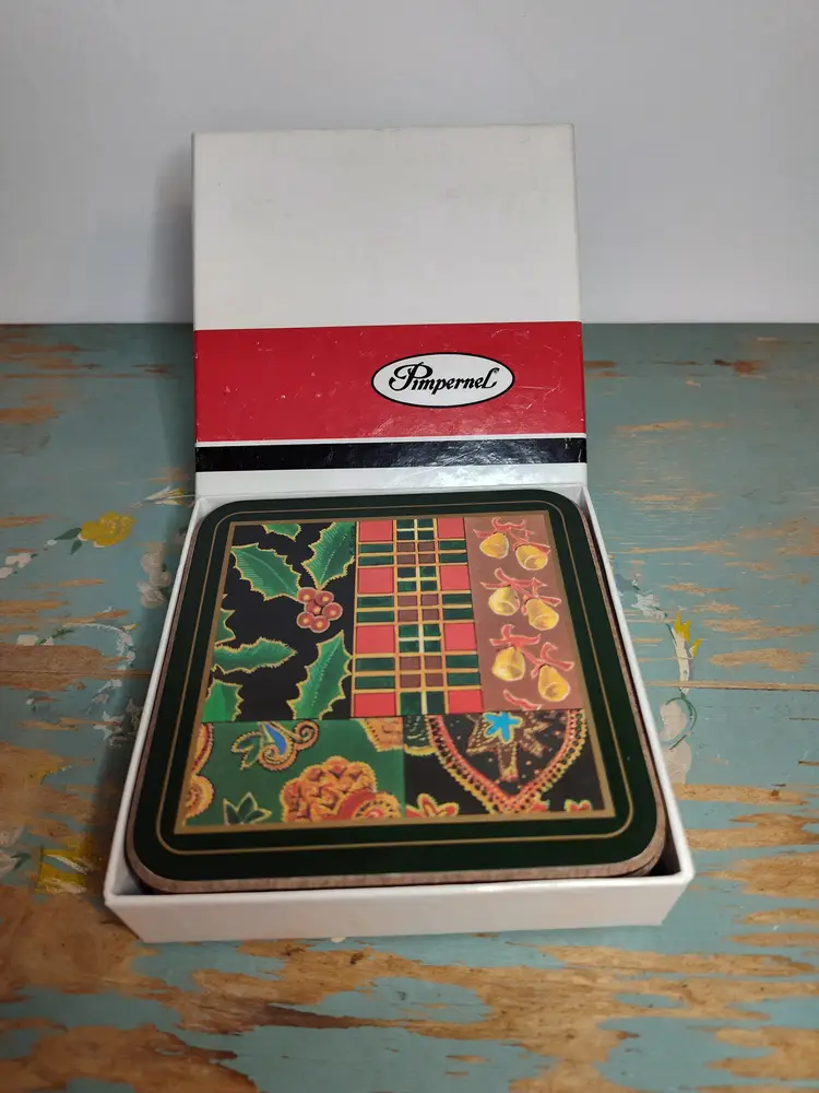 Vintage "Christmas Quilt" Pimpernel Coasters