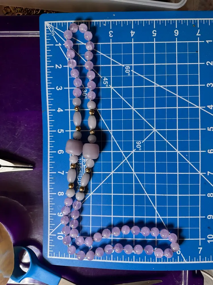 30” Amethyst & Frosted Glass Bead Necklace