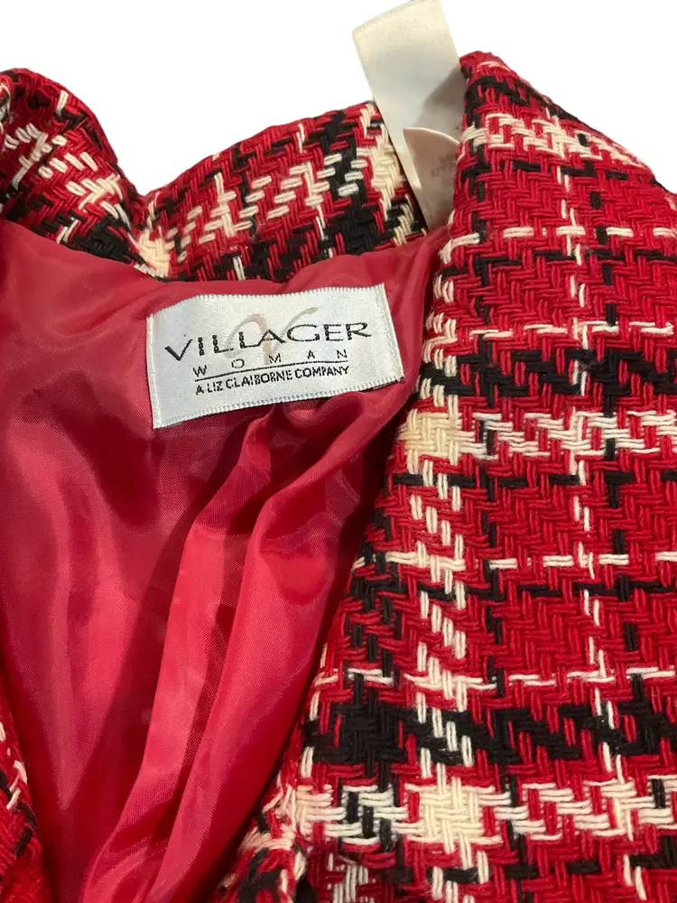 Vintage Liz Clairborne Company " Villager" Red and Black Blazer