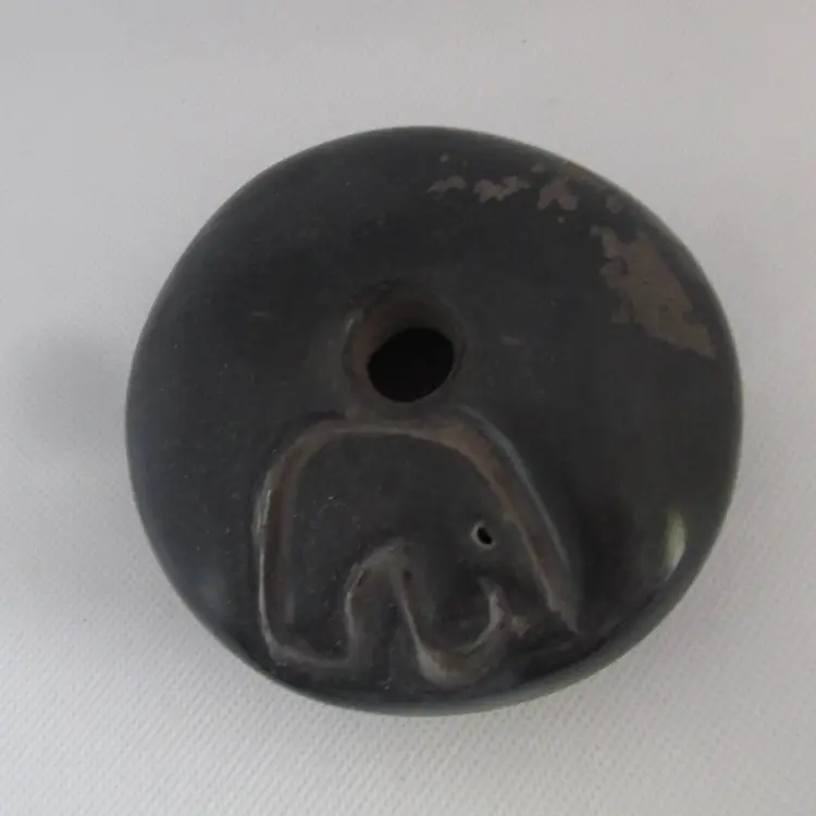 Santa Clara Pueblo Burnished Blackware Seed Pot signed Genevieve Suazo