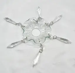 GLASS BOBECHE W/ PINS & Crystals CHANDELIER PART 1-1/8” CENTER HOLE
