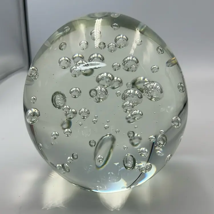 06 BIG Clear Floating Bubbles Paperweight 4” & 3.1 Pounds