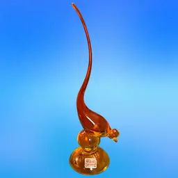 Viking Lovers Alert!!!! vintage Viking Glass Long Tail Bird Persimmon Art glass, Original Sticker! No Issues. 8” Tall