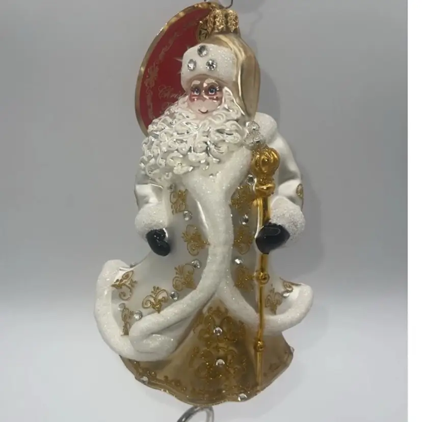 Christopher Radko Gleaming in Golden Radiance Santa Ornament. 7” With Tags