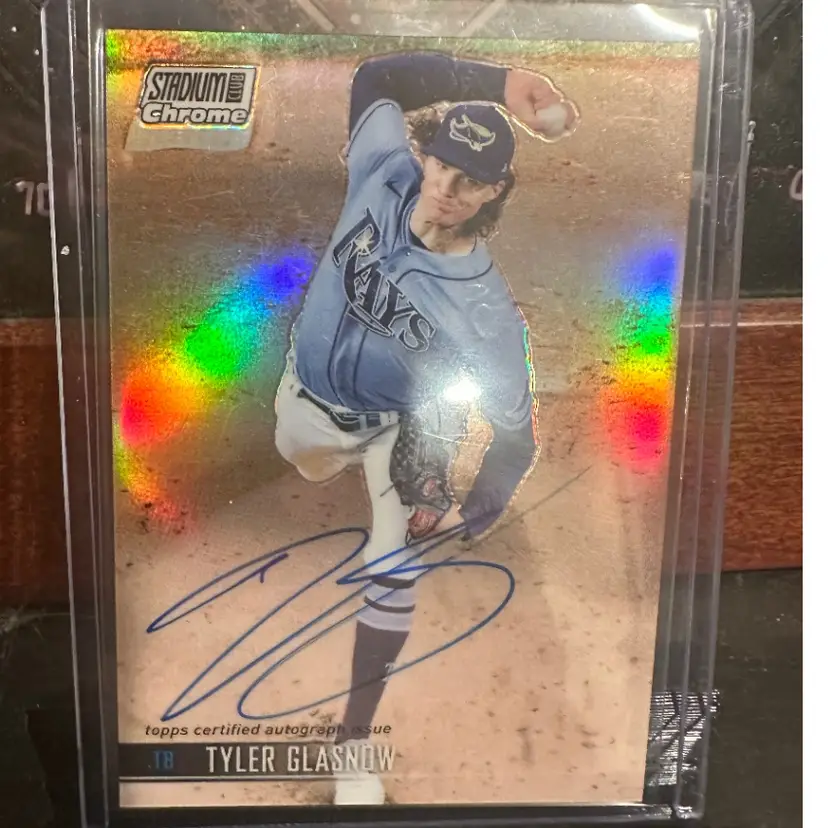 Tyler Glasnow 2021 Stadium Club Chrome Refractor Auto Tampa Bay Rays Los Angeles Dodgers