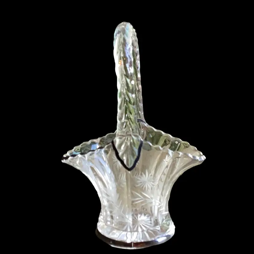 Clear Pressed Glass Basket With Black Accents