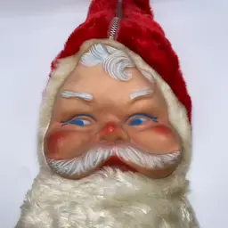 Vintage Bijou Toy Rubber Face Santa Stocking Pajama Zippered Bag 1950s