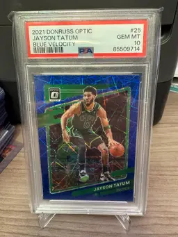 Jayson Tatum 2021 Donruss Optic Blue Velocity PSA 10