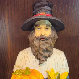 Tall Male Pilgrim Fall Autumn Thanksgiving Figurine w/ Harvest 17.25"