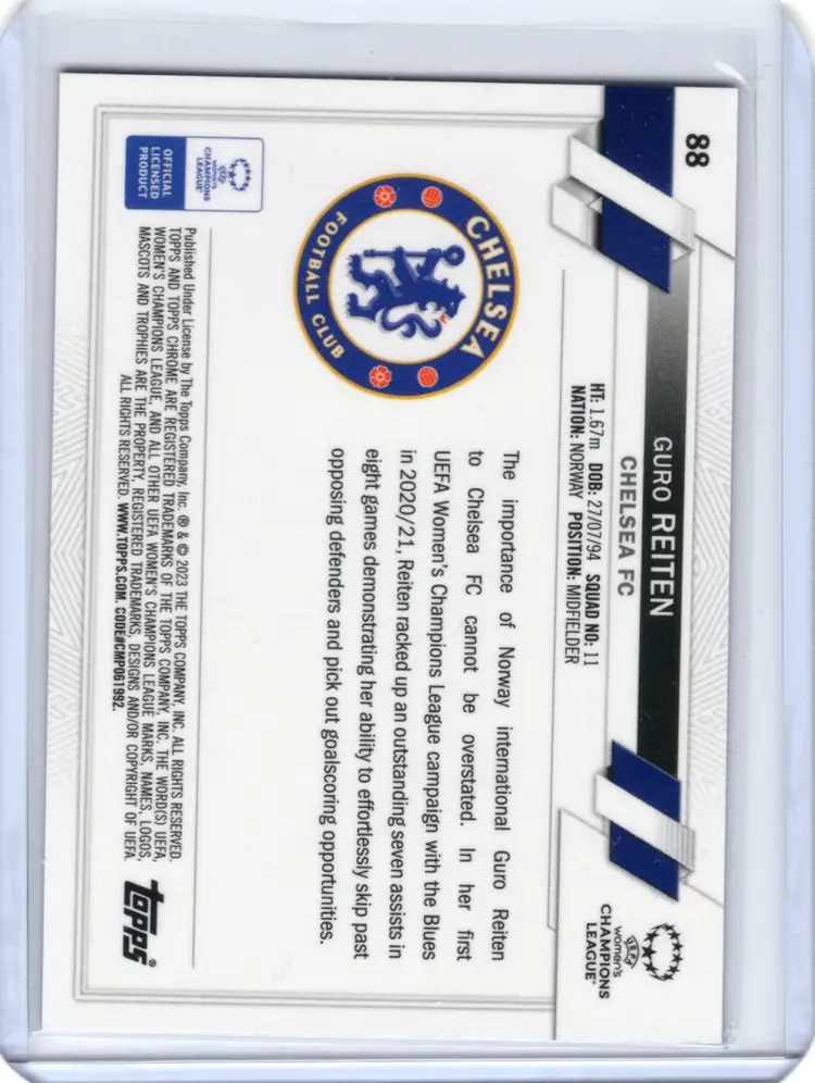 2022-23 Topps Chrome  UEFA Women's Champions League Guro Reiten RC Purple /299