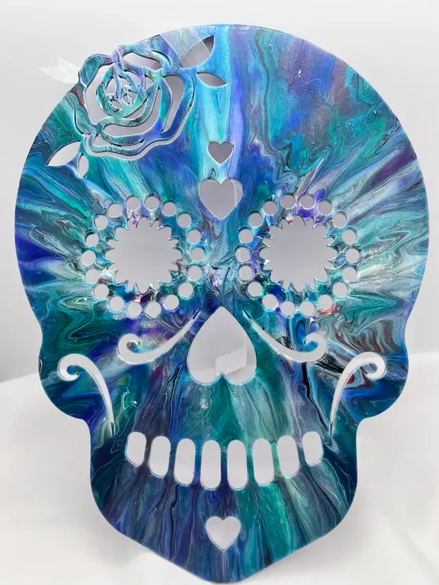 Original Artwork. Painted Wood Sugar Skull