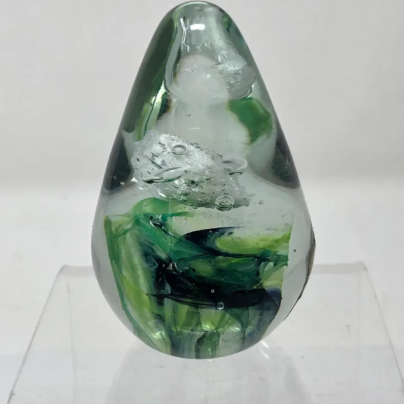 Kerry Glass Ireland Green Swirl Paperweight