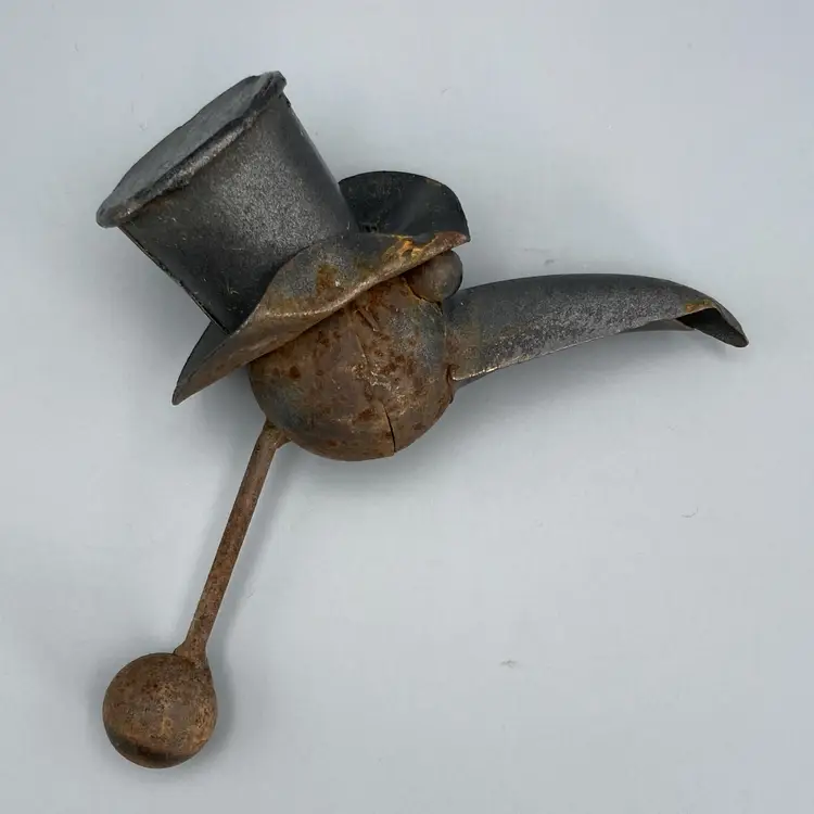 Brutalist Metal Crow Head with Top Hat