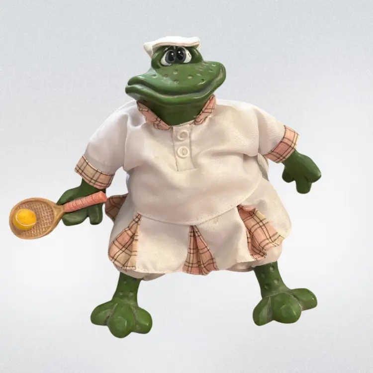 Russ Berrie Martina Hoppalova Frog Tennis Player Beanbag Plush Doll – Item #13011 – Vintage