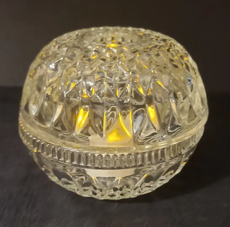MCM Vintage Diamond Cut Indiana Glass Mt Vernon Clear Fairy Lamp