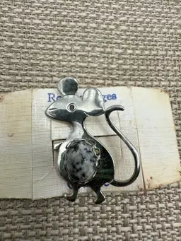 Rock Of Ages Stone Silver Tone Mouse 1”