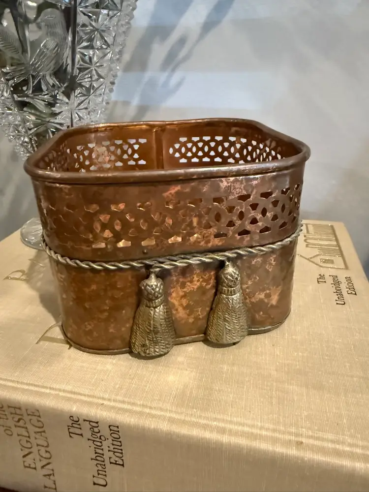 Brass Square Planter Basket