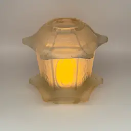 Vintage 1970’s Pagoda Frosted Glass Lantern Fairy Light Lamp Votive Tealight Candle Holder, Asian-Inspired Design, By Homco, Made in Dallas, Texas, MPN 1310-BD