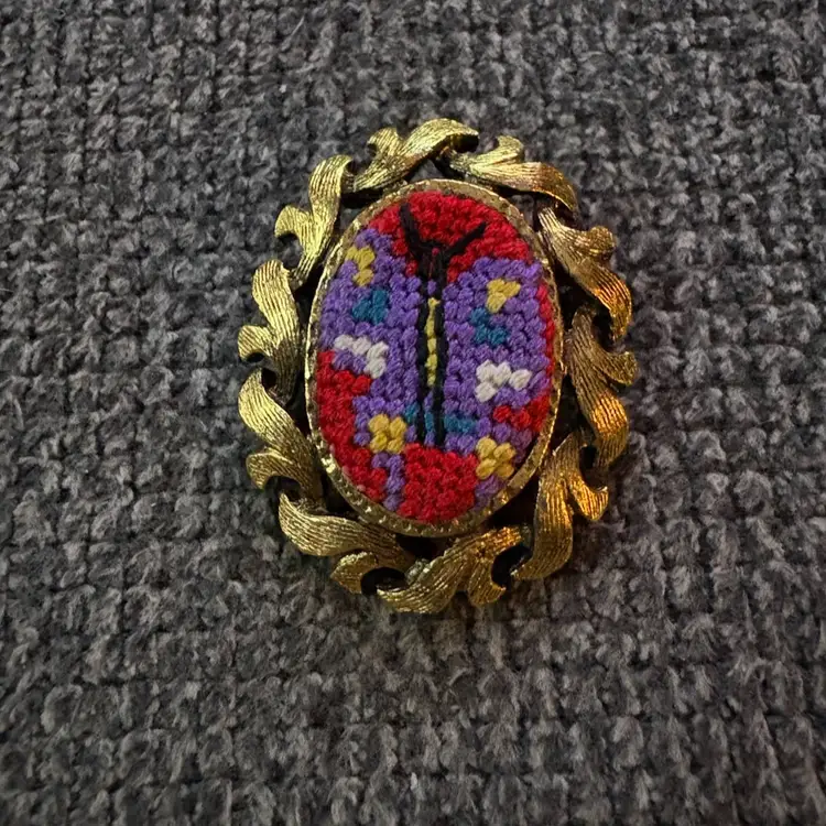 Embroidered Butterfly Brooch