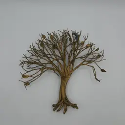 Vintage Twisted Metal Tree Wall Art Sculpture with Bird
