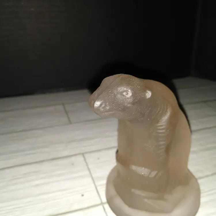 Vintage Summit Vaseline Art Glass Frosted Satin Hand Press Polar Bear Figurine