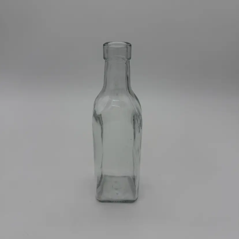 Vintage Clear Anchor Hocking Square Glass Bottle 8”