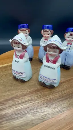 Vintage Ceramic Dutch Style Spice Shakers Set - Replacements - Set of 5