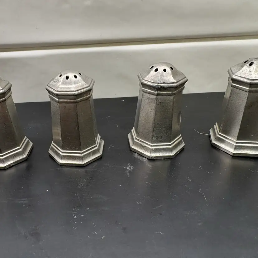 Vintage GORHAM PEWTER MINI SALT & PEPPER SHAKERS