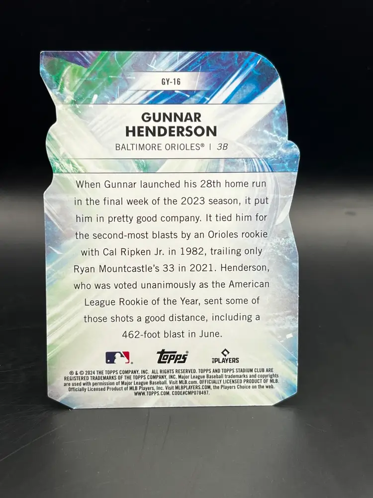2024 Topps Chrome Update Gunnar Henderson “Goin Yard” Die Cut