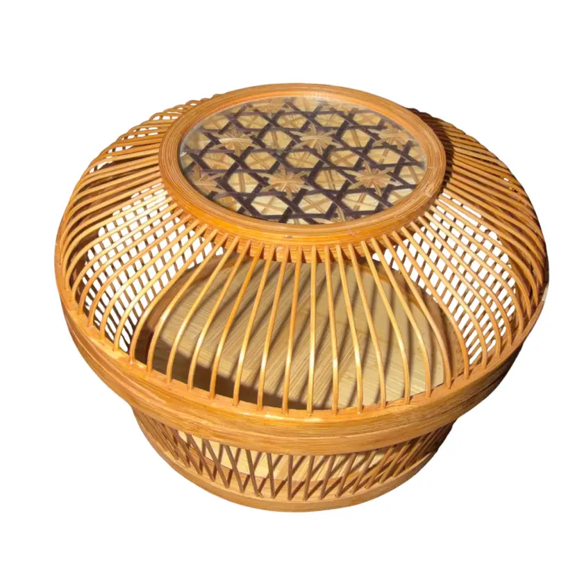 Vintage Woven Bamboo Lucky Cricket Cage Starburst Basket