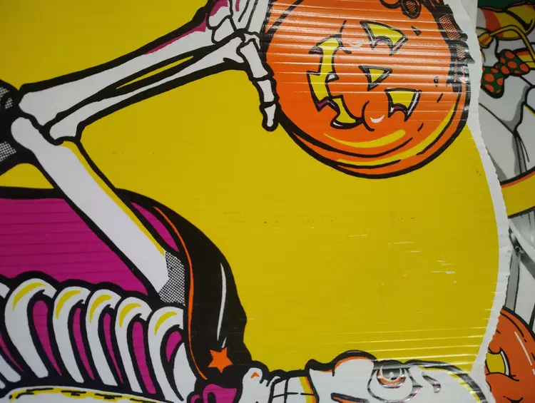 Vintage 1990s Skeleton Tombstone Pumpkins Halloween Yard Sign Art Party Decor