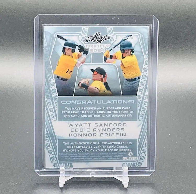 2024 Leaf Trinity Konnor Griffin Eddie Rynders Wyatt Sanford Triple Auto #'d /15 - Pittsburgh Pirates