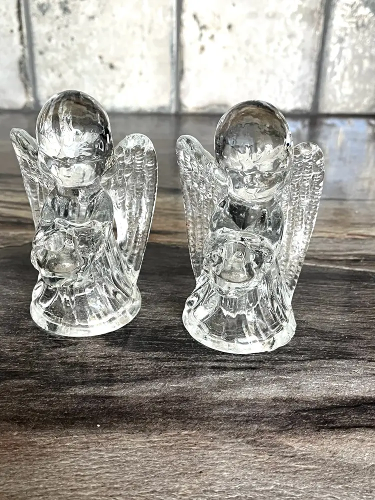 Centurion Collection Glass Boy and Girl Angel Candle Holder Set