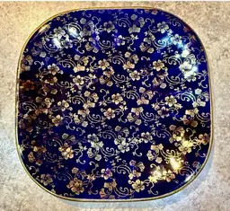 Limoges Royal Mazarine Small Square Salad Or Dessert Plate Cobalt Blue 24K Gold