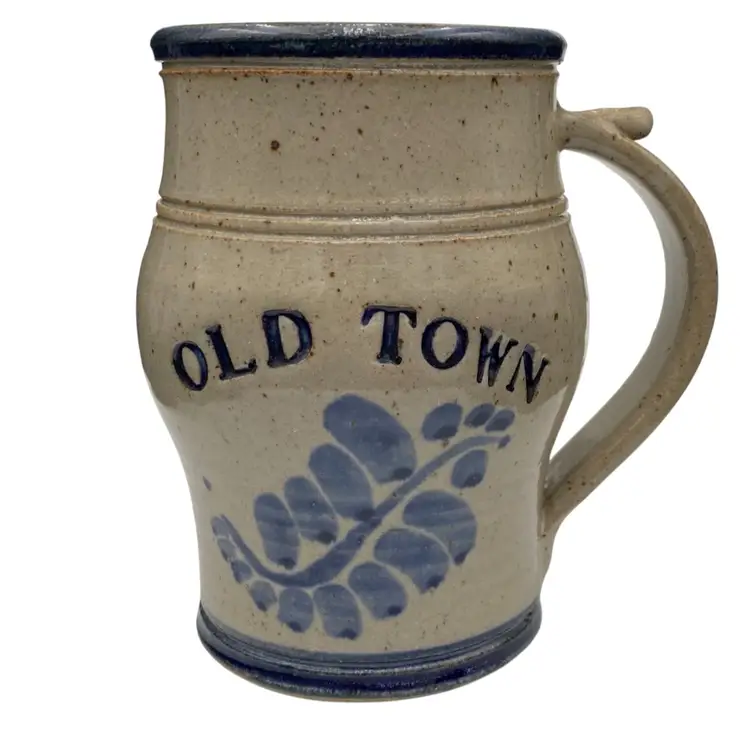 Vintage Westerwald Pottery/Phil Schaltenbrand, Salt Glaze Tankard, "Old Town"