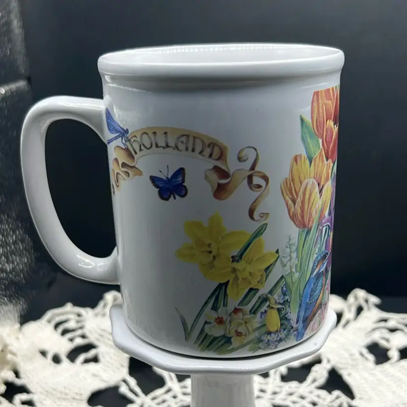 Vintage Otagiri “Holland” Mug With Flowers And Butterflies