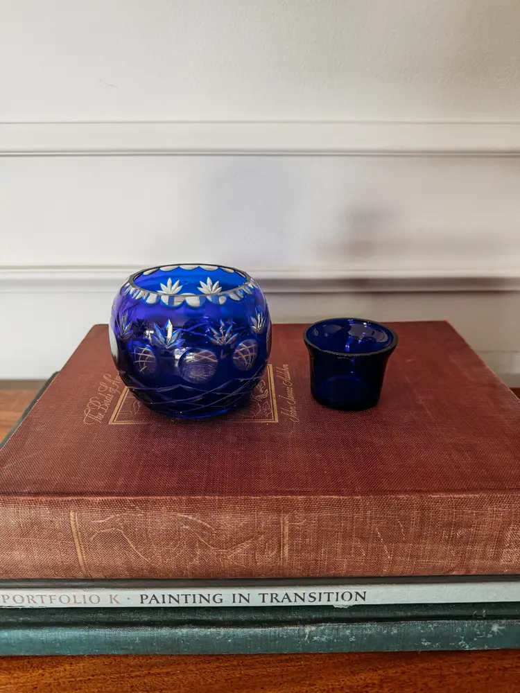 Bohemian Cobalt Blue Round Votive Candle Holder
