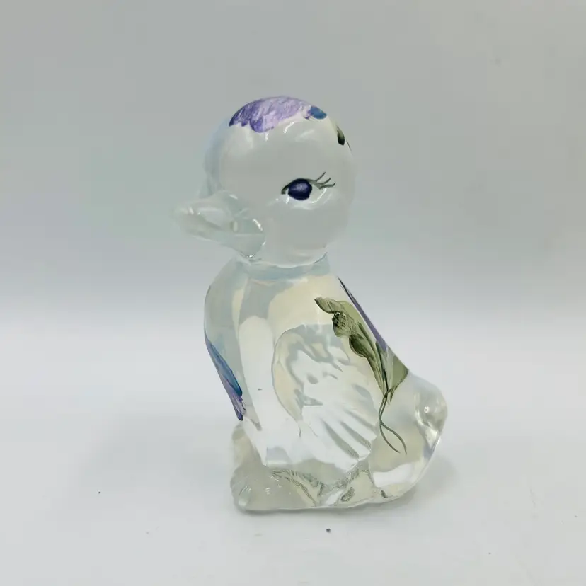 Fenton French Opalescent Glass Duck Hand Painted