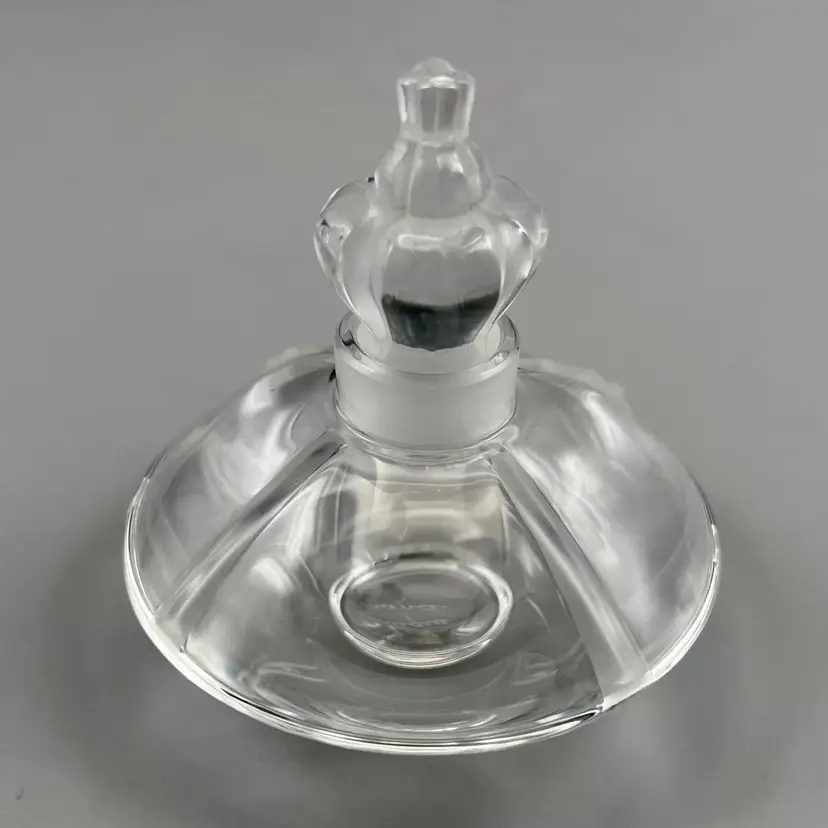 Lalique Crystal Stupa Crown Perfume Bottle RARE Flacon Clear 3.5"
