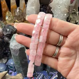 Rose Quartz Faceted Square Bracelet 9mm