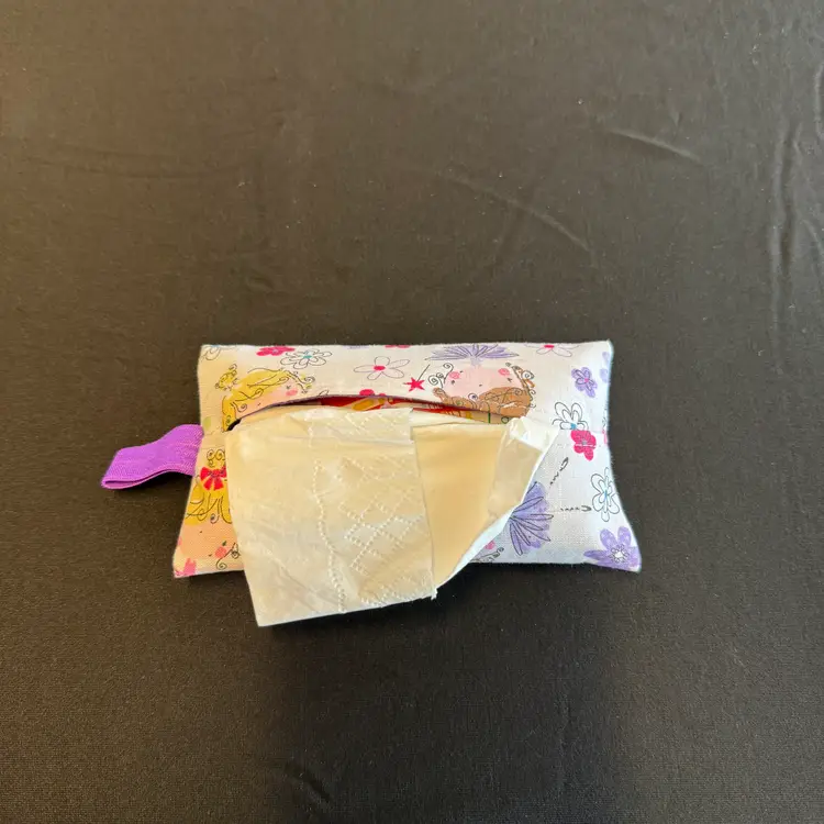 Personal Tissue Holder - Floral with purple tab