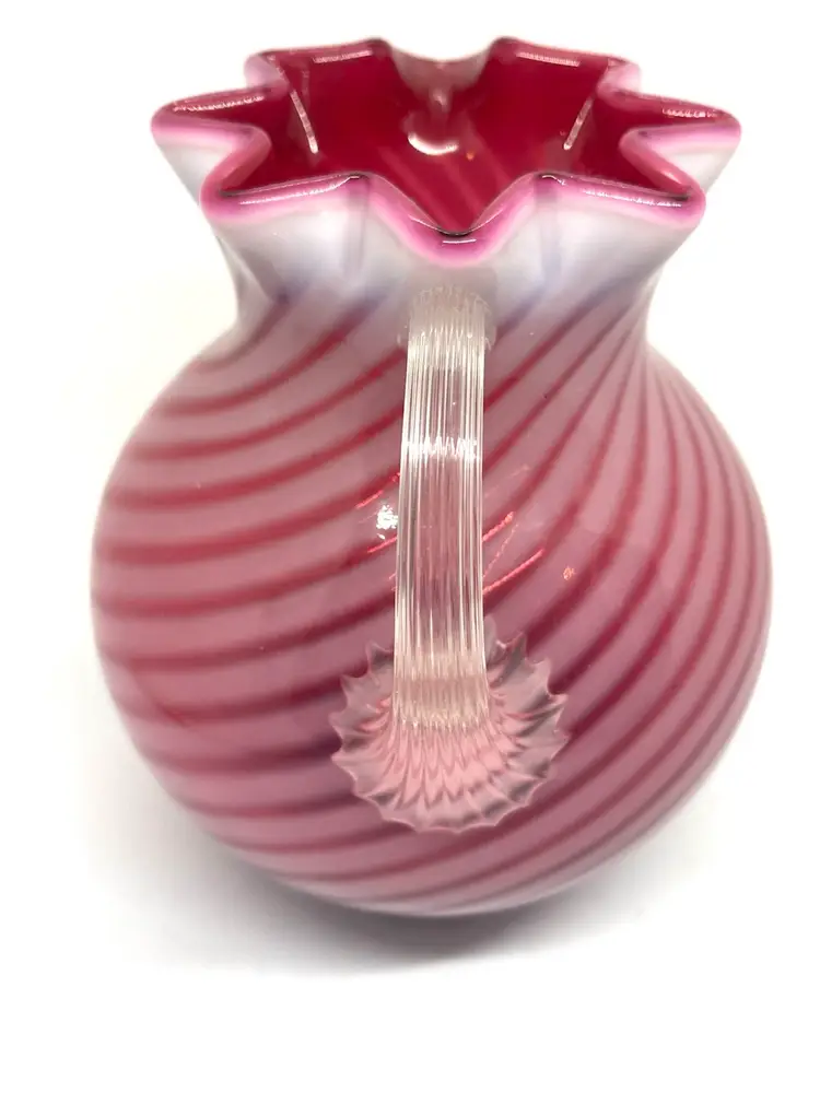 Northwood Glass Cranberry Opalescent Swirl Pitcher