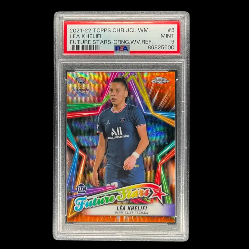 Lea Khelifi 2021/22 Topps Chrome UWCL Future Stars Orange /25 PSA 9 Soccer Card