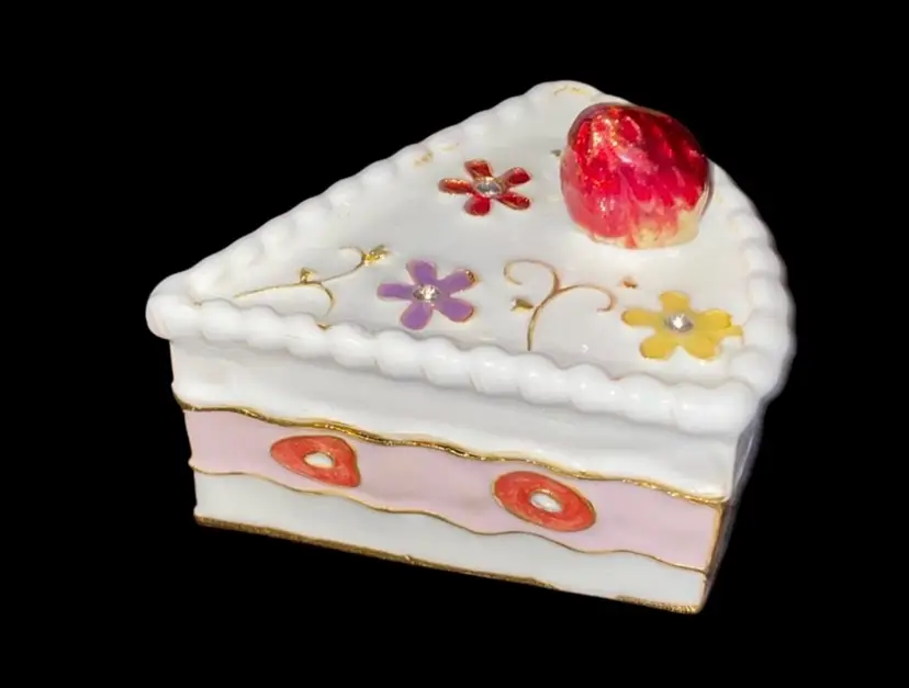 #01-New Old Stock Metal Bejeweled Trinket Box As Pictured