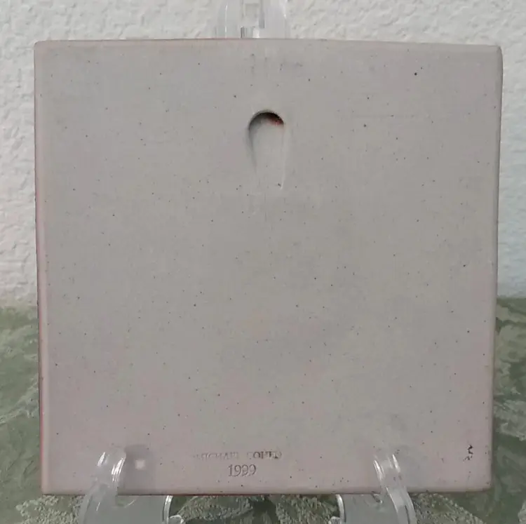 Michael Cohen Pottery Cobalt Blue Valentine Hearts 1999 Trivet Tile Wall Art 5.5"