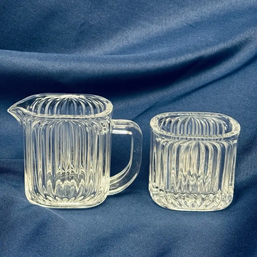 Villeroy & Boch Crystal Art Deco Quadra Creamer and Sugar Bowl Set