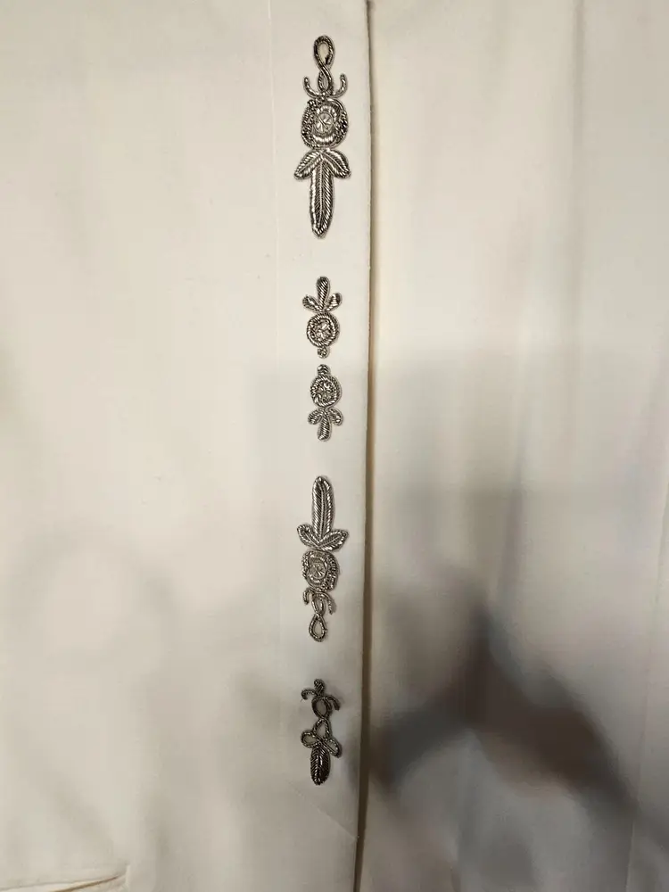 1980s VOLUP SIZE Mondi Cream Wool & Cashmere blazer with silver embroidery