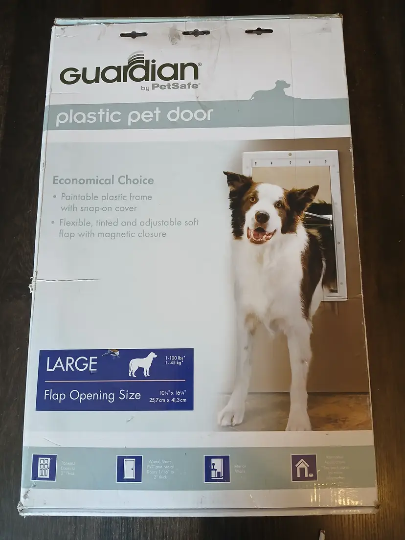 Guardian by PetSafe Paintable Plastic Pet Door Large for Pets 1-100 lbs.