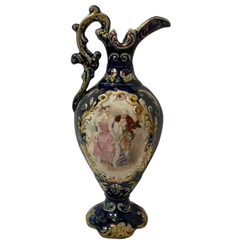 Antique 1920s Post-Majolica Viennese Alhambrian Style Porcelain Ewer - 10.5”